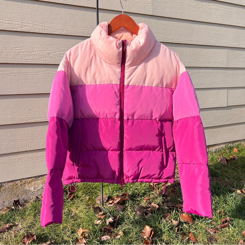 Rebecca Minkoff Vibrant Pink and Cream Puffer Jacket - Picture 4 of 9